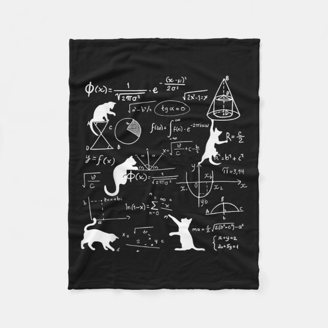 Funny Cat Playing With Math Formulas Kitten Cat An Fleece Blanket (Front)