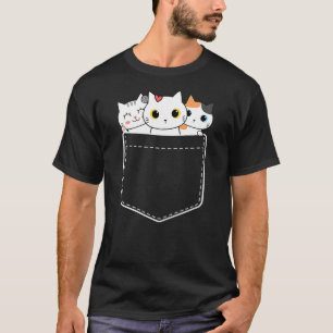 Funny Cat Pocket Cute Kawaii Kitty Love Cat in Poc T-Shirt
