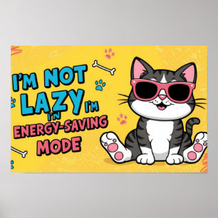 Funny Cat Poster Cartoon cat wearing sunglasses
