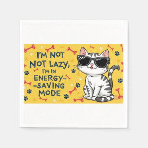 Funny Cat Poster, Cartoon cat wearing sunglasses Napkin