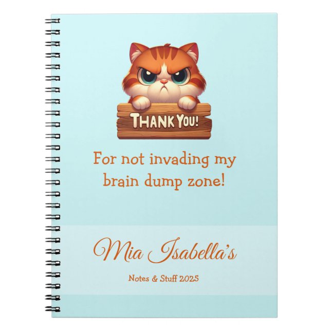 Funny Cat - Privacy Notebook Customisable (Front)
