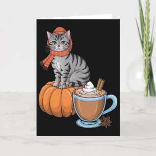 Funny Cat Pumpkin Spice Coffee Thanksgiving Autumn Card