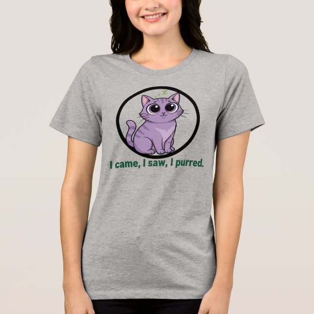 Funny Cat Pun "I Saw I Purred" Tee (Front)