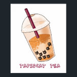 Funny Cat Pun Illustration Poster<br><div class="desc">Perfect pun illustration for cat lovers or bubble tea lovers! This is a drawing of a bubble tea, but the tapioca are cat shaped. It is a play with words design of Tapioca Tea x Cat = tapiocat tea :)</div>