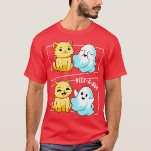 Funny Cat Pun Peek A Boo Men Kids Women Halloween  T-Shirt