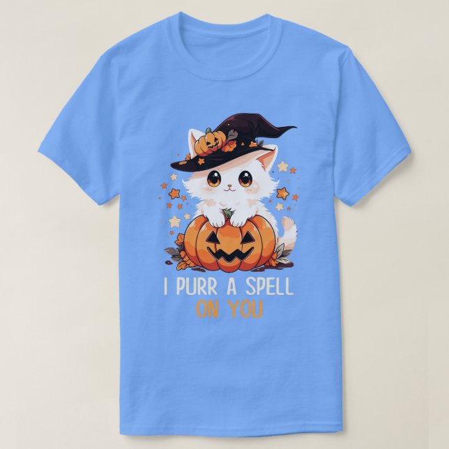 Funny Cat Pun Witch Spell Graphic Men Kids Women H T-Shirt (Design Front)