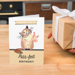 Funny Cat "Purr-fect" Any Age Birthday Card<br><div class="desc">Send a special birthday greeting with this funny "Purr-fect" any age birthday card. The simple design features a cartoon cat with the wording "Wishing you a Purr-fect Birthday!". You can easily change the wording on the front of the card using the "personalise this template" box. The inside of the card...</div>