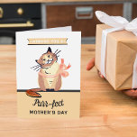 Funny Cat "Purr-fect" Mother's Day Card<br><div class="desc">Send a special Mother's Day greeting with this funny "Purr-fect" cat lover's greeting card. The simple design features a cartoon cat with the wording "Wishing you a Purr-fect Mother's Day!". You can easily change the wording on the front and inside of the card using Zazzle's design tool. There is also...</div>