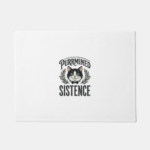 Funny Cat Purrmined Sistence Vintage Graphic_1 Doormat