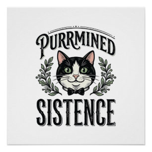 Funny Cat Purrmined Sistence Vintage Graphic_1 Poster