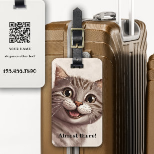 Funny Cat QR Code Luggage Tag