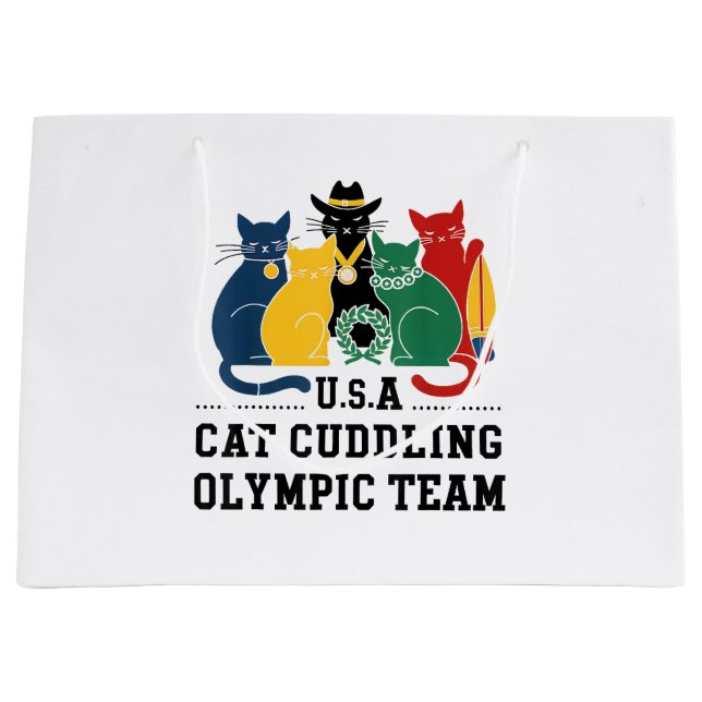 Funny cat Quote Cat Cuddling Olympic Team Cool men Large Gift Bag (Front)