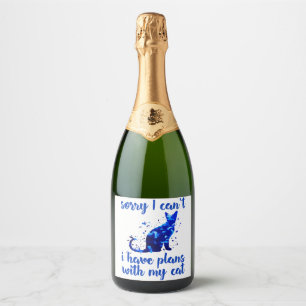 funny cat quote sparkling wine label