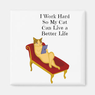 Funny Cat Quote with Cat Love Illustration Magnet