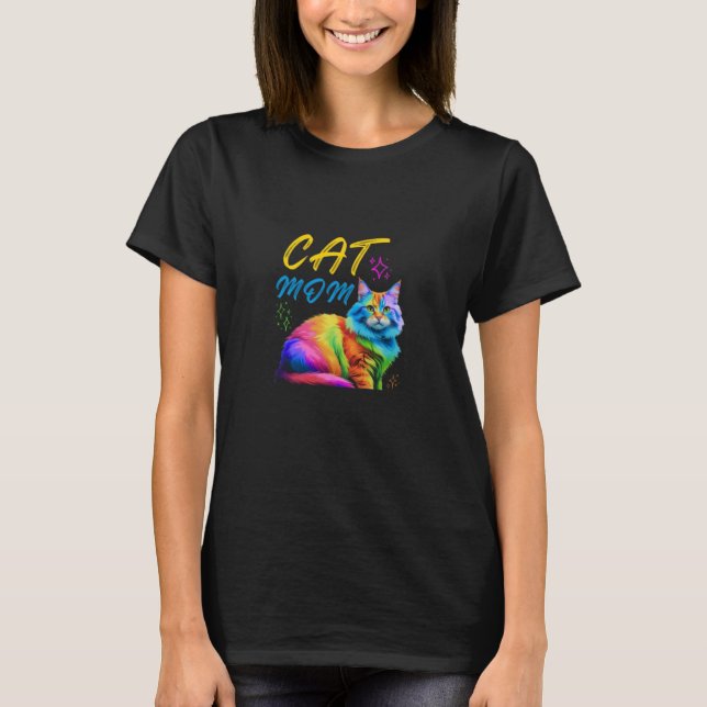 funny Cat Rainbow Tabby kitten pet Cat mum shirt (Front)