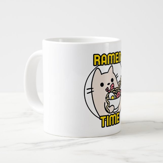 Funny Cat Ramen Animal Lover Pet Owner  Large Coffee Mug (Front Left)