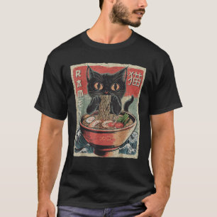 Funny Cat Ramen Graphic Tee Japanese Kawaii Anime