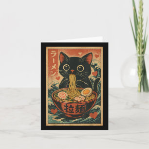 Funny Cat Ramen Graphic Tee Japanese Kawaii Anime  Card