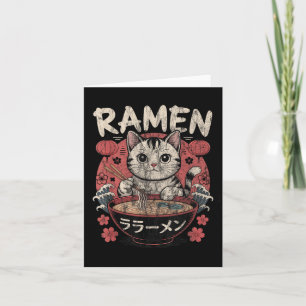 Funny Cat Ramen Graphic Tee Japanese Kawaii Anime  Card