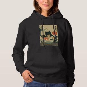 Funny Cat Ramen Great Wave Off Kanagawa Artwork An Hoodie