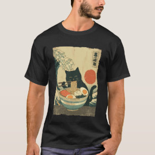 Funny Cat Ramen Great Wave Off Kanagawa Artwork An T-Shirt