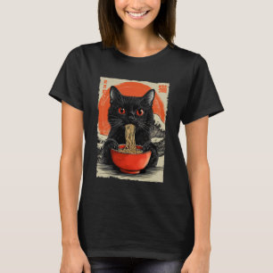 Funny Cat Ramen Great Wave Off Kanagawa Artwork An T-Shirt