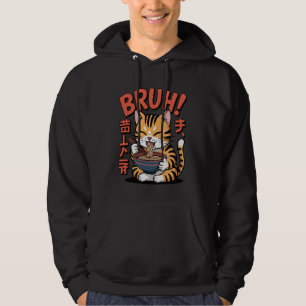 Funny Cat Ramen Japanese Bruh! Comic Kawaii Anime Hoodie