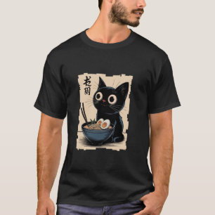 Funny Cat Ramen Retro Japanese Anime Kawaii Noodle T-Shirt