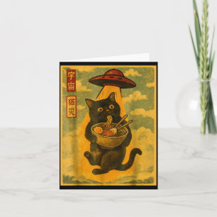 Funny Cat Ramen Ufo Japanese Anime For Men Women T Card