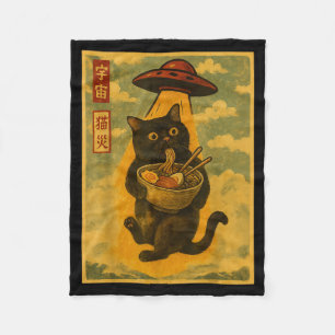 Funny Cat Ramen Ufo Japanese Anime For Men Women T Fleece Blanket