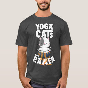 Funny Cat Ramen Yoga Pose Zen Meditation Japanese  T-Shirt