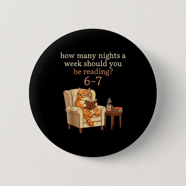 Funny Cat Reading 6-7 Meme Englieacher Book Lover  6 Cm Round Badge (Front)