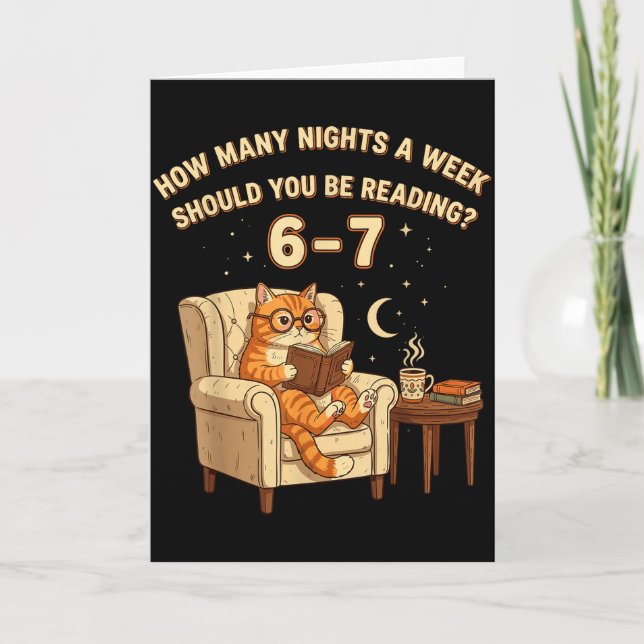 Funny Cat Reading 6-7 Meme Englieacher Book Lover  Card (Front)