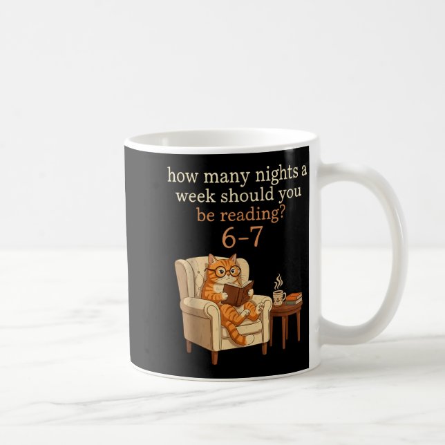Funny Cat Reading 6-7 Meme Englieacher Book Lover  Coffee Mug (Right)
