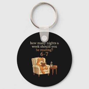 Funny Cat Reading 6-7 Meme Englieacher Book Lover  Key Ring