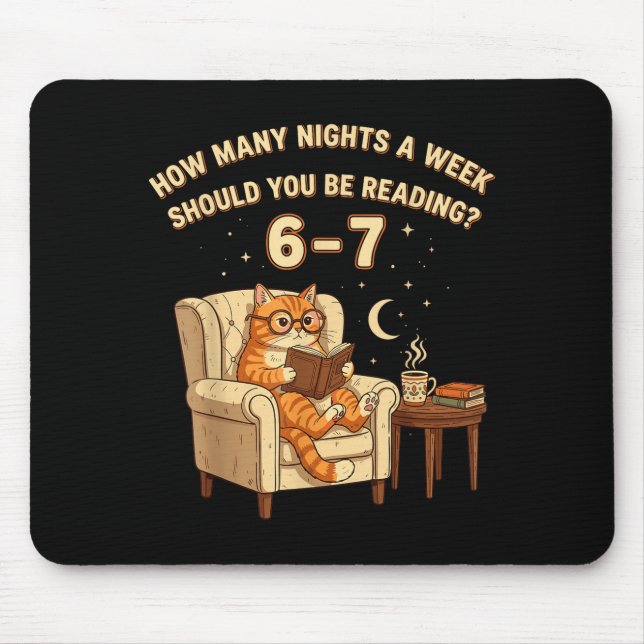Funny Cat Reading 6-7 Meme Englieacher Book Lover  Mouse Pad (Front)