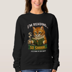 Funny Cat Reading Book Black Sweatshirt   Retro