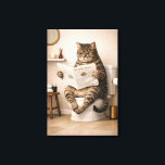 Funny Cat Reading Newspaper Bathroom Humor Canvas Print<br><div class="desc">Bring a touch of humor and personality to your bathroom décor with this charming canvas print featuring a relaxed cat enjoying a quiet moment while reading the morning newspaper. The artwork captures a playful and expressive feline seated comfortably in a minimalist bathroom setting, blending lighthearted comedy with modern interior style....</div>