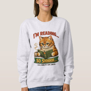 Funny Cat Reading Retro Book Lover Sweatshirt
