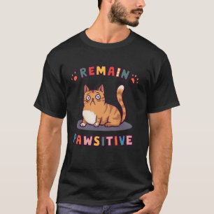 Funny Cat Remain Pawsitive Cute T-Shirt