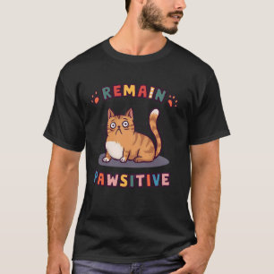 Funny Cat Remain Pawsitive Cute T-Shirt