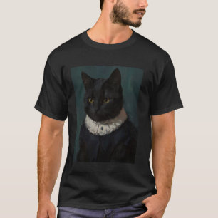 Funny Cat Renaissance Mediaeval Oil Painting T-Shirt