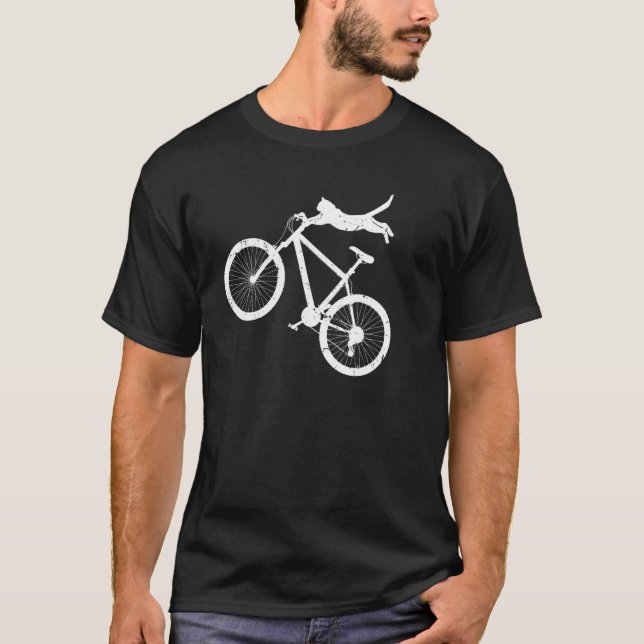 Funny Cat Riding BMX Art For Men Women BMX Bike BM T-Shirt (Front)