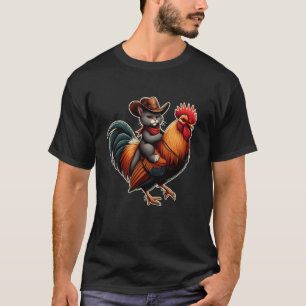 Funny Cat Riding Chicken Cowboy Rodeo Cat Lover T-Shirt