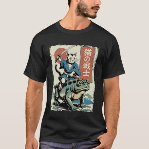 Funny Cat Riding Frog Japanese Ukiyo-e Art Toad Sa T-Shirt