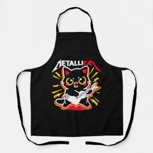 Funny Cat Rock 90s Meow For Music Band Of Friends Apron