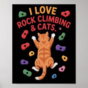 Funny Cat Rock Climber Indoor Wall Hold Adventure Poster