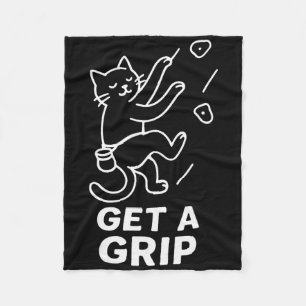 Funny Cat Rock Climbing Get A Grip Fleece Blanket
