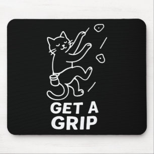Funny Cat Rock Climbing Get A Grip Mouse Pad