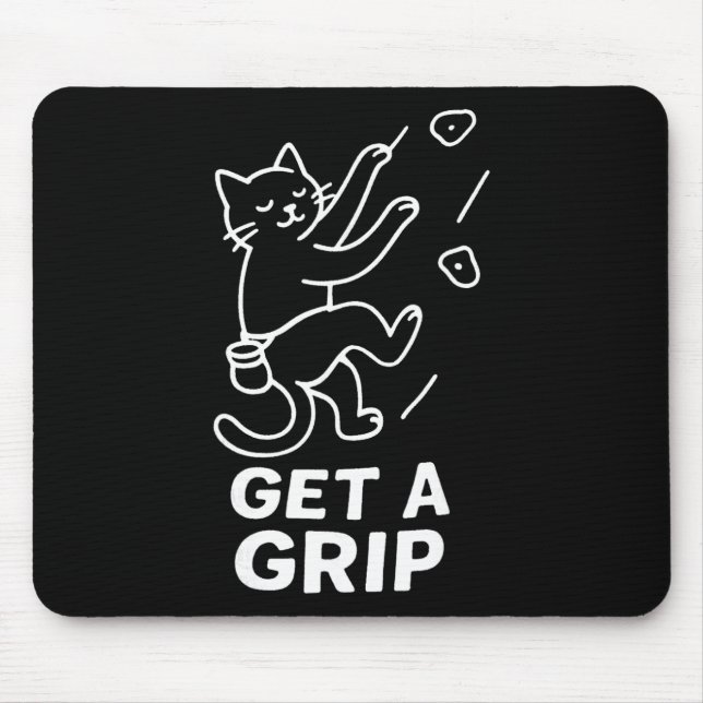 Funny Cat Rock Climbing Get A Grip  Mouse Pad (Front)